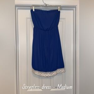 Elegant Strapless Dress with Lace Trim